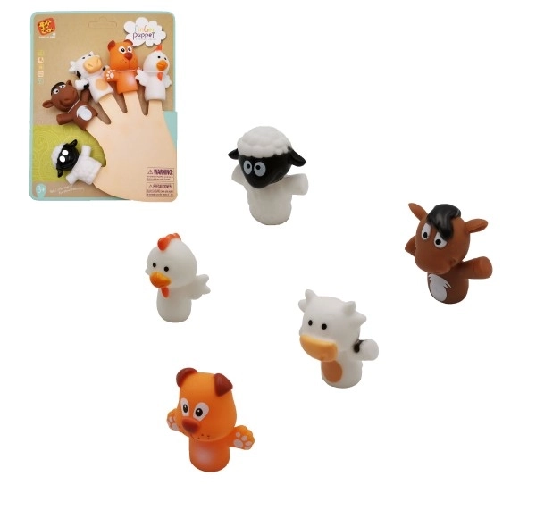 Vingervriendelijk dieren figuurtje boerderij rubber 5cm op kaart 16x20,5cm
