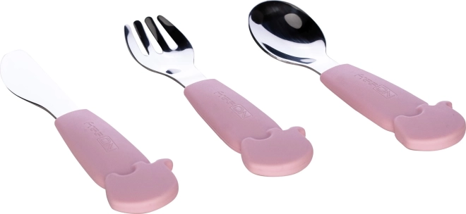 FreeON kinderbestekset van roestvrij staal in roze kleur