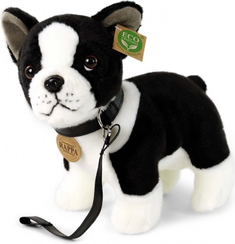 Plush French Bulldog with Leash 23 cm eco-friendly