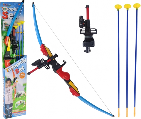 Kinder-Bogenschieß-Set mit Zielscheibe, 3 Pfeilen und leuchtendem Visier 98 cm
