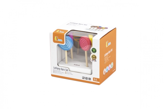 Holzfarbene Lutscher Viga - Set 6 Stk.