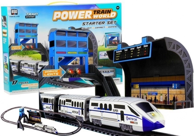 Batterijtreinset met station, 244 cm