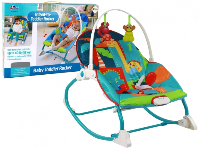Kinder schommelstoel 2-in-1 met vibraties en dinosaurusthema's