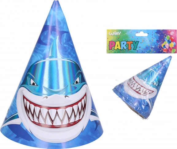 Feesthoedjes met haai, 15 cm, 6 stuks