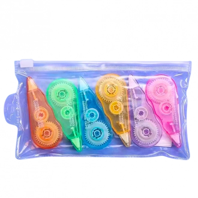 Set van gekleurde correctietapes met ritsetui 6 stuks