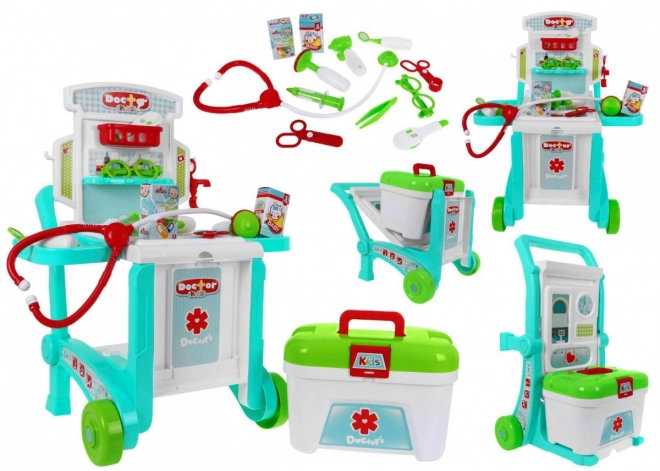 Draagbare medische kast voor kinderen 3+ Koffer + tafel + 2 typen karretjes + accessoires