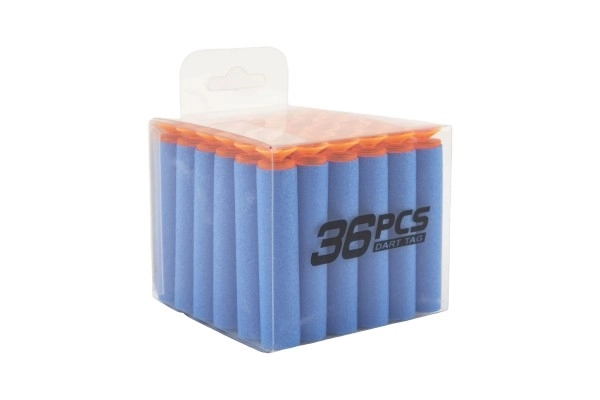 Vervangende schuimrubberen kogels voor pistool 36 stuks met zuignappen 4 kleuren in doosje 8x7x8cm