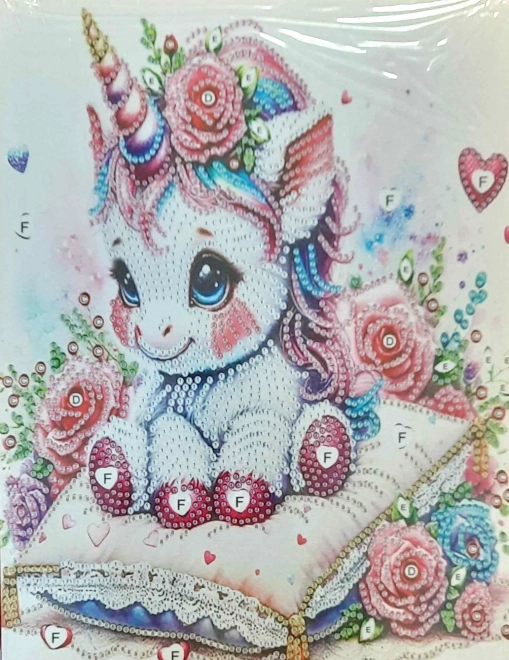 NORIMPEX Diamantschilderen op doek Bloemen Eenhoorn 23x30cm