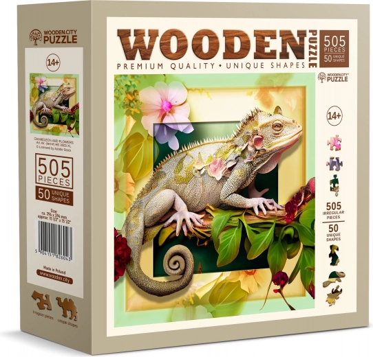 Wooden Puzzle Chameleon and Flowers 505 Pieces WOODEN CITY