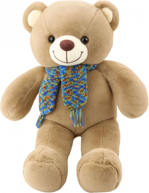 Plush Teddy Bear with Colorful Scarf Brown 55 cm