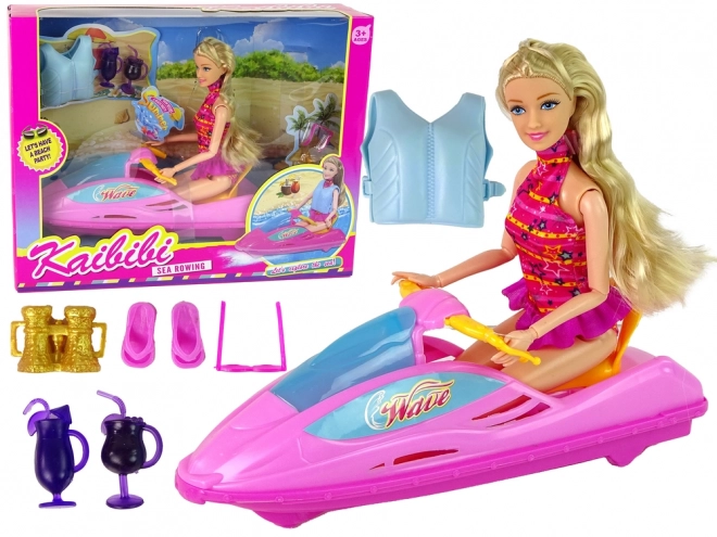 Ensemble de marionnettes avec scooter aquatique rose
