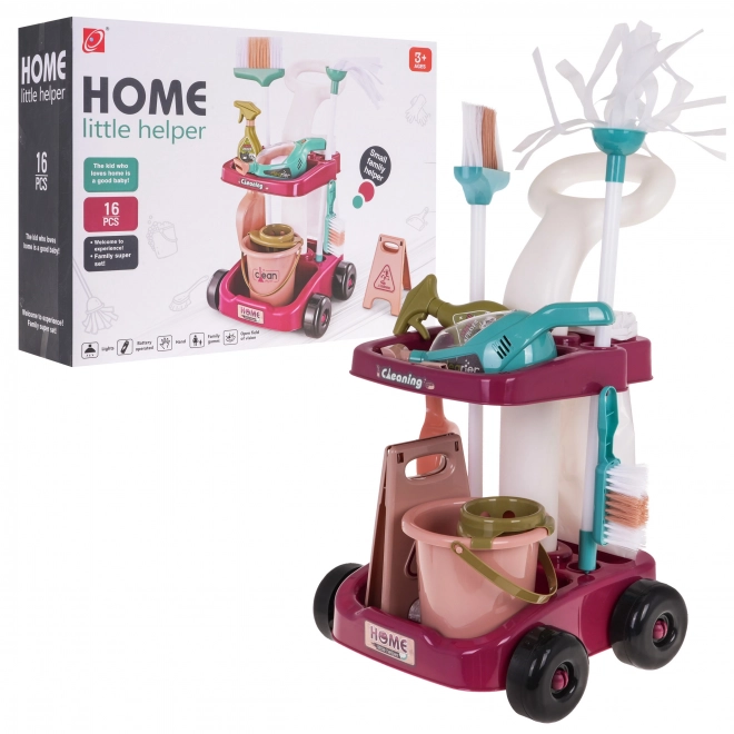 Schoonmaakkar met handstofzuiger en accessoires