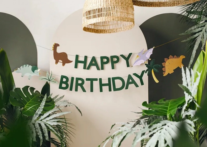Transparante Gefeliciteerd met je Verjaardag Dino 3m
