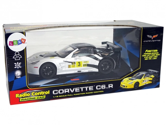 Racesportwagen R/C 1:18 Corvette C6.R Wit 2.4 G Lichten