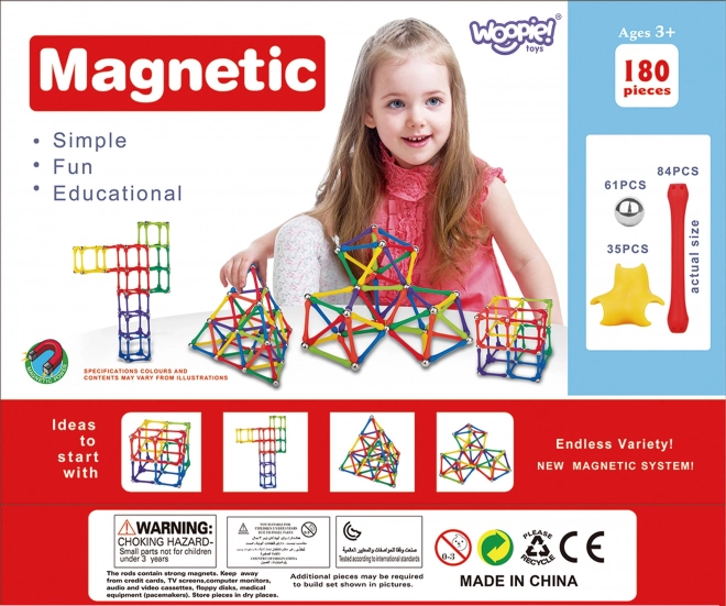 Woopie magnetische bouwblokken Creatieve puzzel 180 stuks