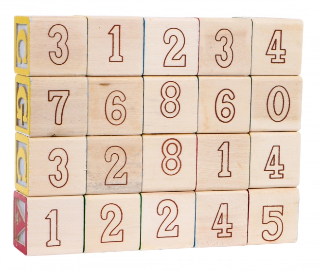 Houten vrachtwagen met aanhanger en blokken voor kinderen 2+ Educatief speelgoed + blokken met letters en cijfers