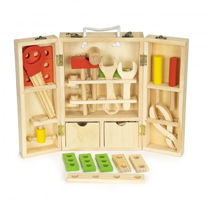 Houten gereedschap in werkplaatsbox, set XXL ECOTOYS