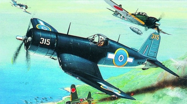 Model F4U-1 Corsair 14,1x17,3 cm in doos 25x14,5x4,5 cm