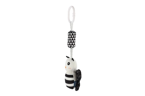 Dierlijk rammelaartje/hanger voor wieg/kinderwagen pluche 30 cm zwart-wit
