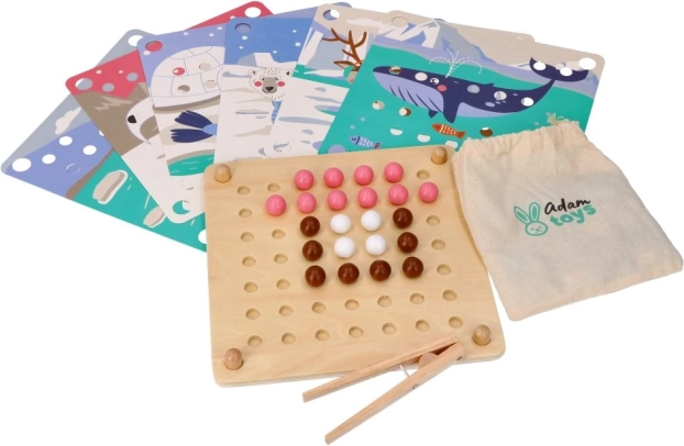 Wooden fine-motor game with beads – Arctic Animals (ADAM TOYS)