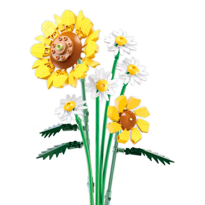 Bouquet réaliste de tournesols et de marguerites