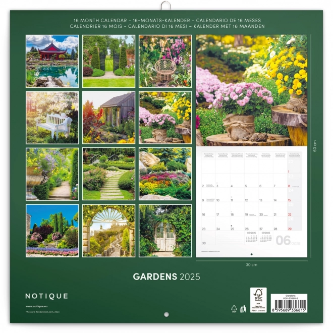 NOTIQUE Notitie Kalender Tuinen 2025, 30 x 30 cm