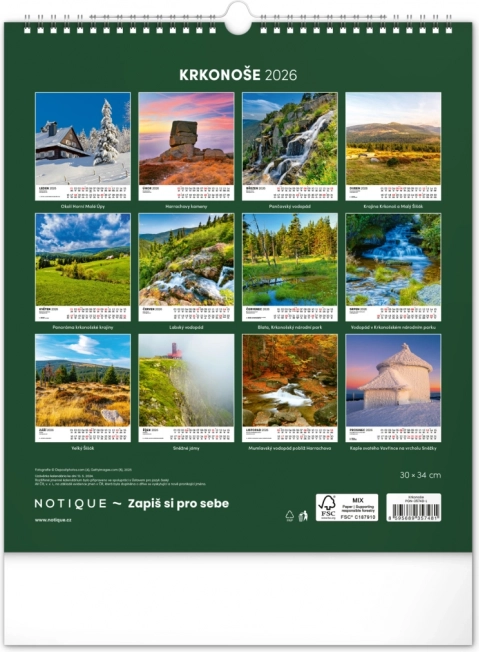 Wall Calendar Krkonoše 2026