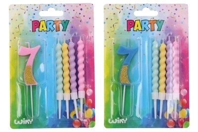 Partykerze Nummer 7 mit vier Kerzen