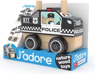 Wooden stacking police car