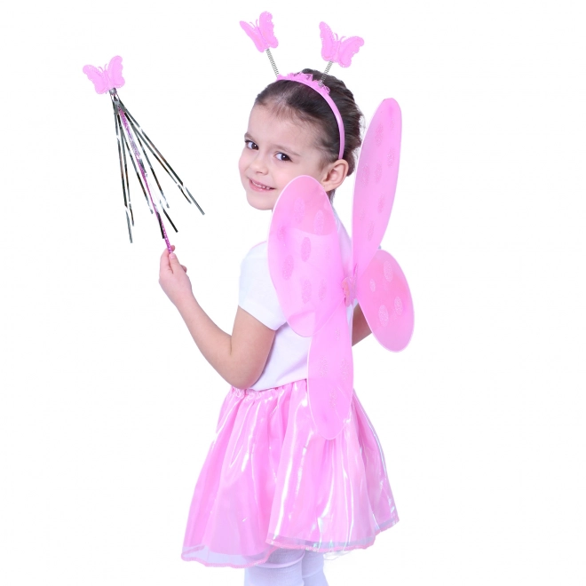 Vlinderkostuum met roze vleugels en accessoires