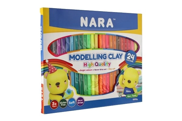Modeléerklei/Plastiline NARA 1000g 24 stuks in doos 30x25x2cm