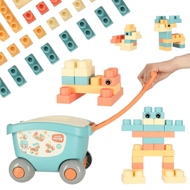 Constructieblokken in een verrijdbare container met deksel