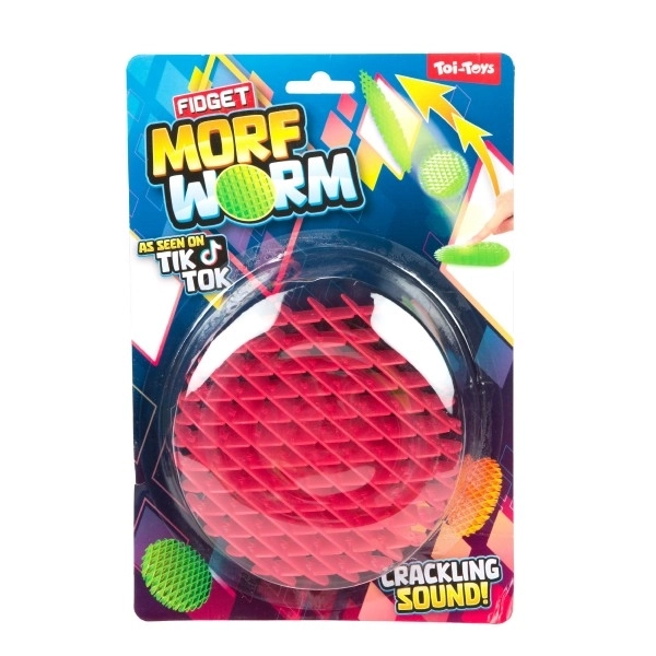 Fidget worm veranderlijke vorm stressverlagende plastic 13cm 6 kleuren op kaart