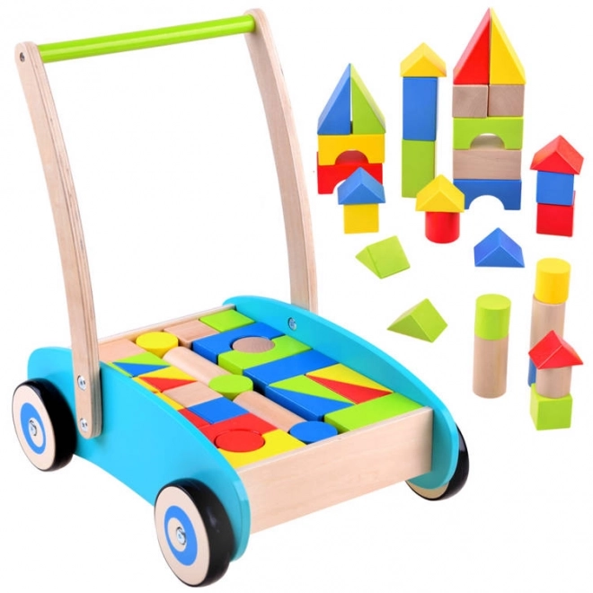 Houten loopwagen met blokken voor kinderen
