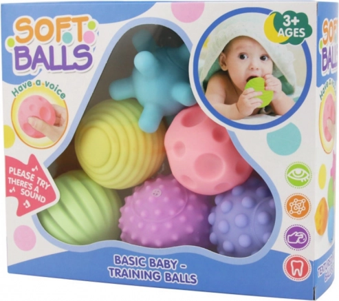 Sensorische ballen voor kinderen educatief zacht gekleurd 6 stuks