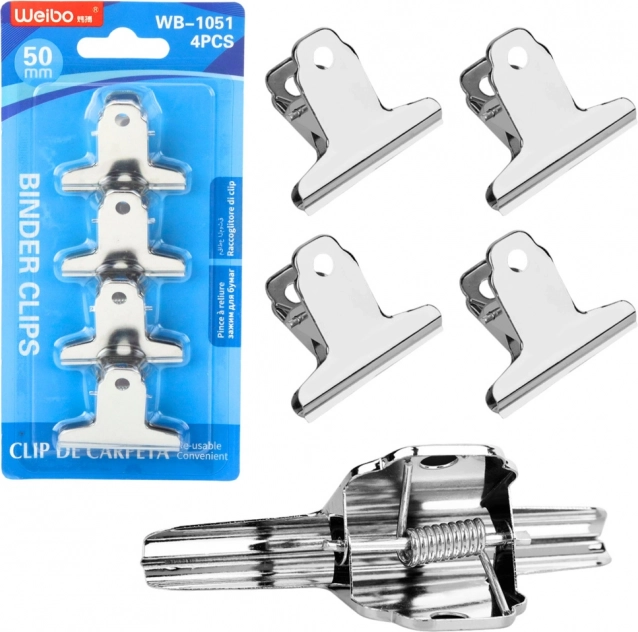 Set de pinces métalliques de bureau 50 mm - 4 pcs