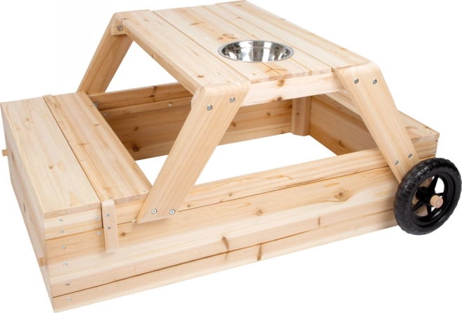 Small sandbox with seating 3-in-1 for children