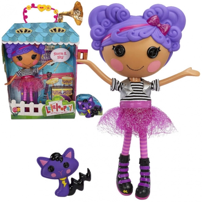 Grote rockpop Storm E. Sky 33 cm met paarse kat