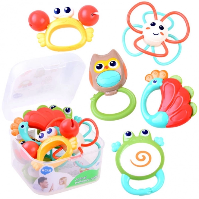 Set gekleurde rammelaars Dieren