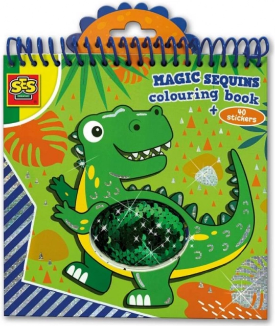 Magische Malbücher mit Pailletten Dinosaurier – Blau und Grün