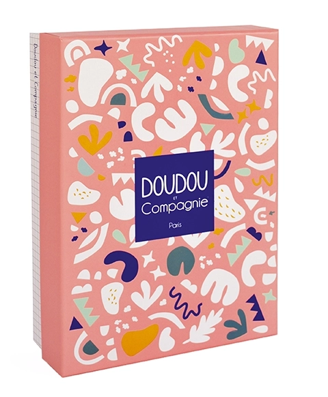 Doudou gift set - toy with pacifier holder pink dinosaur