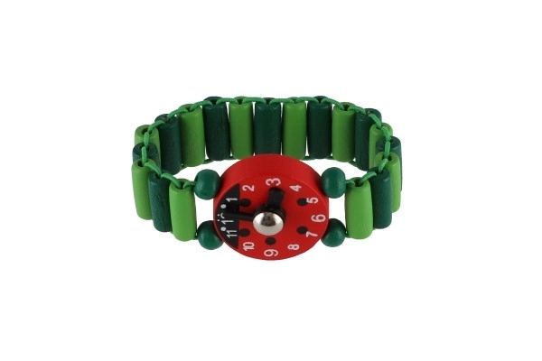 Horloge hout armband 7cm mix soorten/kleuren met standaard