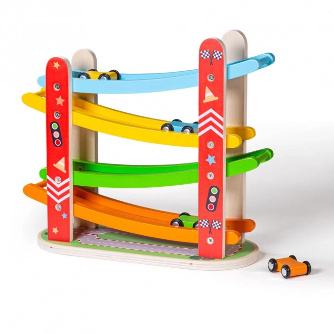 Holz-Rennbahn für Autos von Bigjigs Toys
