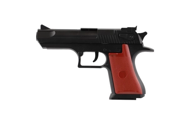 Pistool prop 17cm plastic + munitie 12st + doelwit 2st op kaart