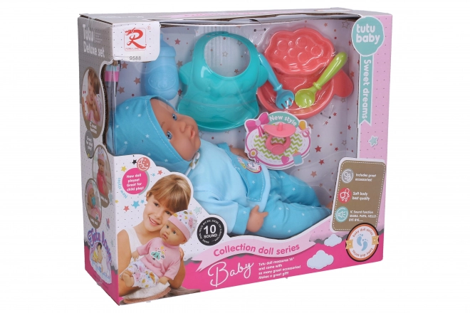 Puppe mit Fell und Effekten 35 cm
