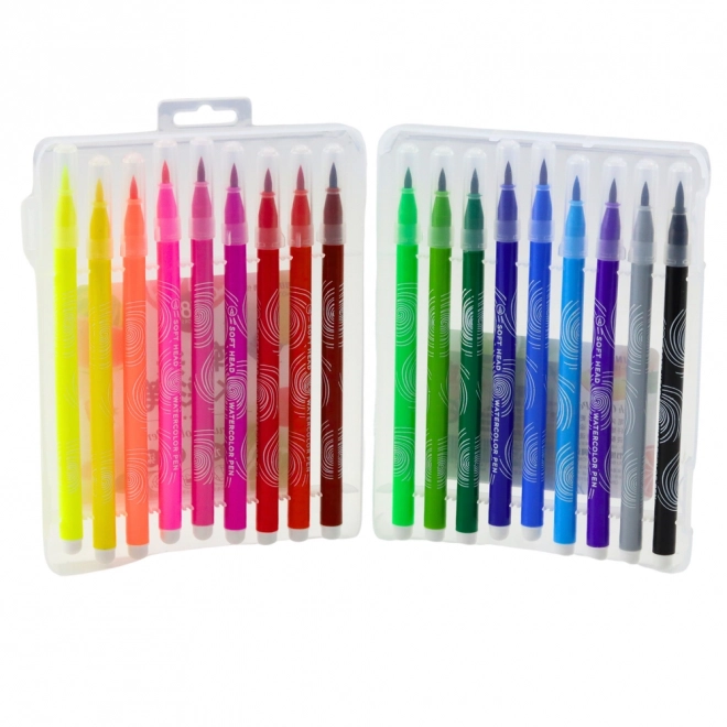 Marqueurs aquarelle dans un organisateur pratique - Ensemble de 18 couleurs