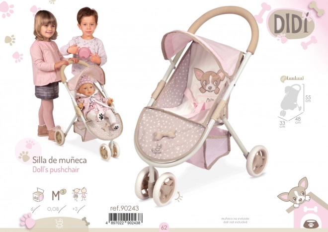 DeCuevas 90243 Sportieve poppenwagen driewiel DIDI 2021 - 55 cm
