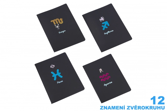 Zodiac notitieblok 18,5x25,5 cm met 26 zwarte gelinieerde pagina's
