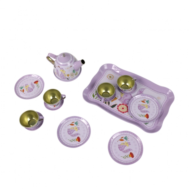 Kinder Metallenes Teeset in lila Farbe