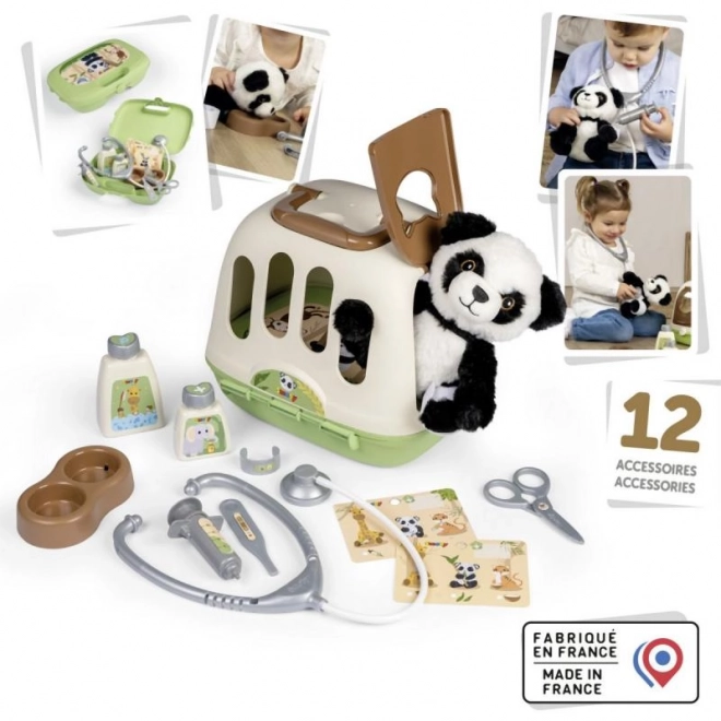 Veterinair uitrusting met panda en transportbox 2-in-1